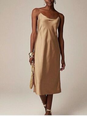 J. Crew gold slip Dress size 4 NWT
